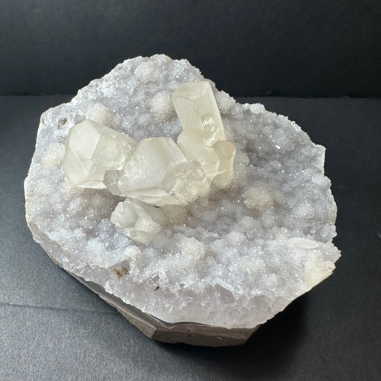 Druzy Calcite Cluster on Agate Brazil – Minerals