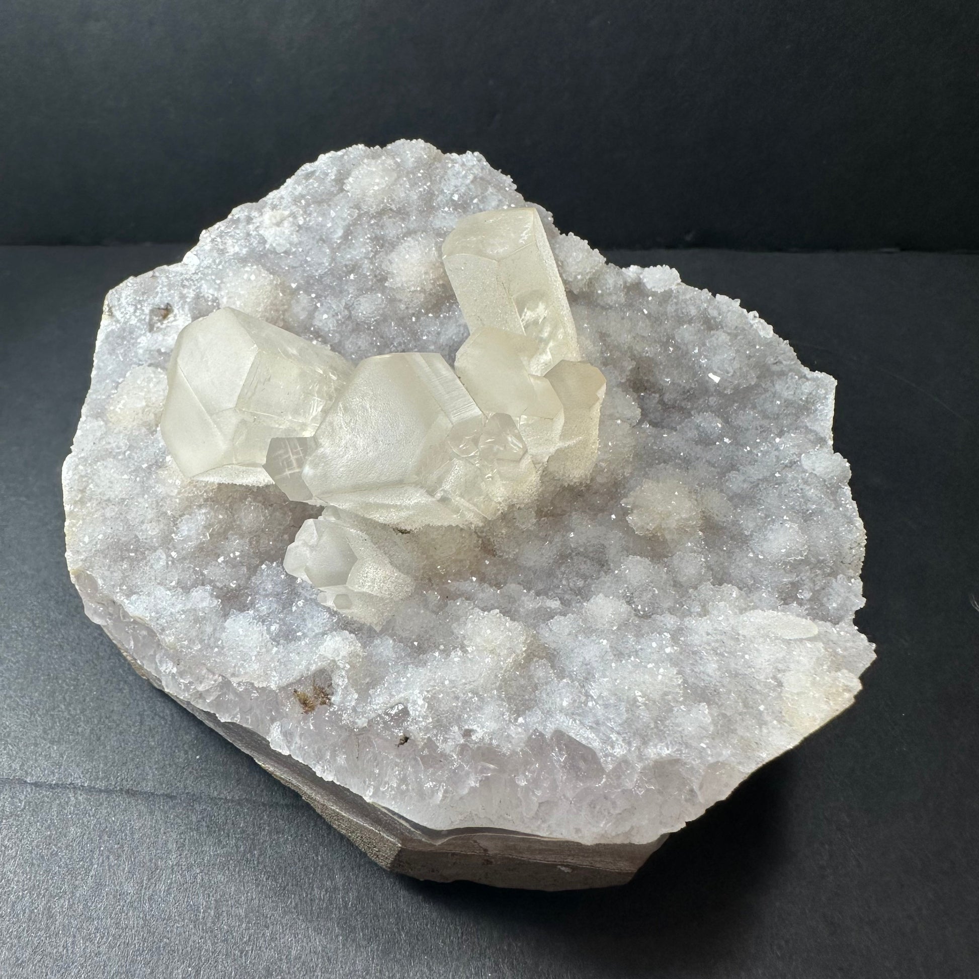 Druzy Calcite Cluster on Agate Brazil – Minerals