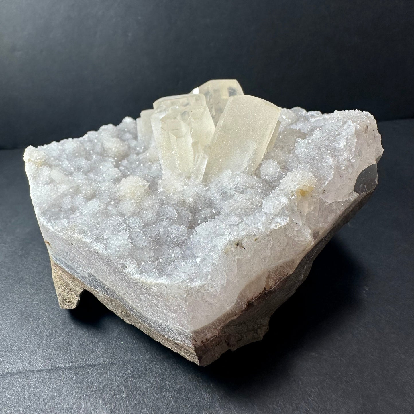 Druzy Calcite Cluster on Agate Brazil – Minerals