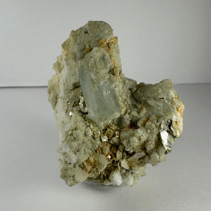 Aquamarine Crystal on Feldspar, Albite, and Mica Matrix from Nuristan Province, Afghanistan