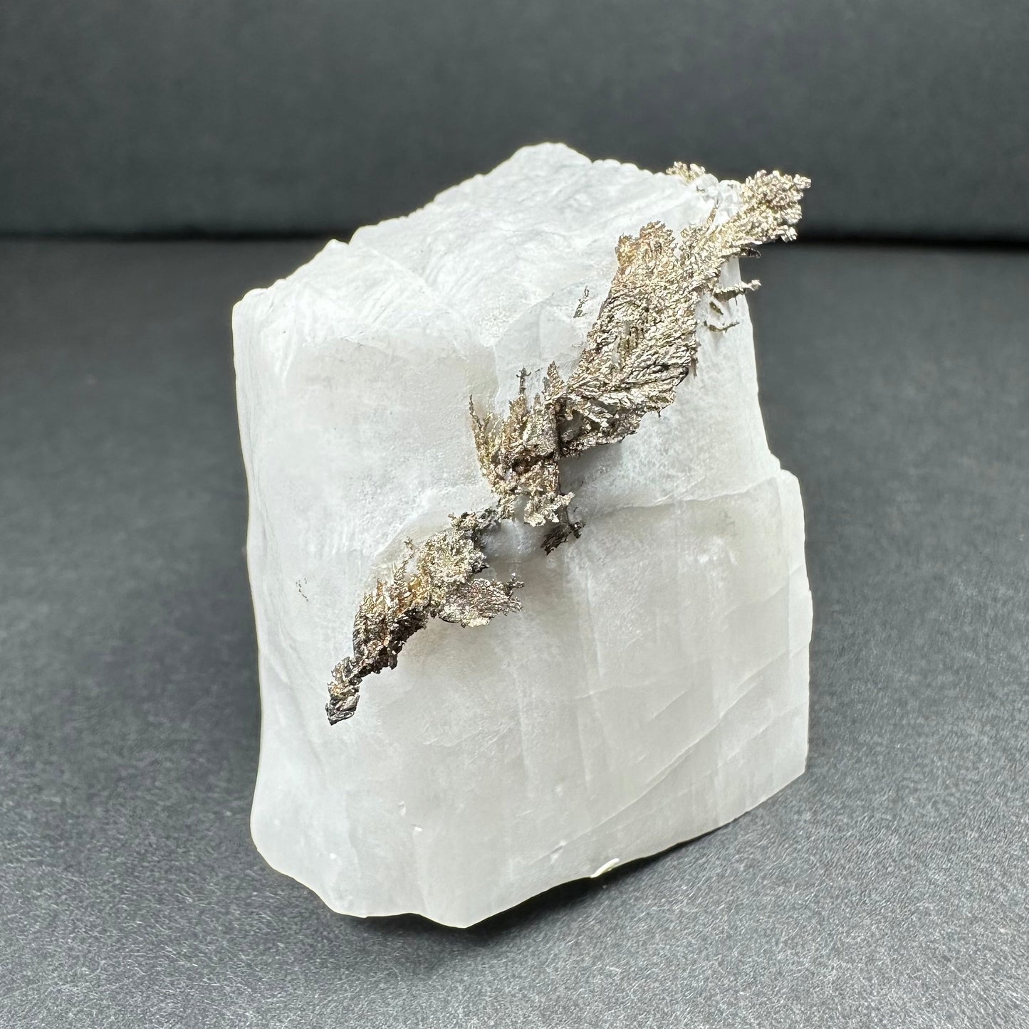 Native Dendritic Silver on Calcite from Morocco – Minerals