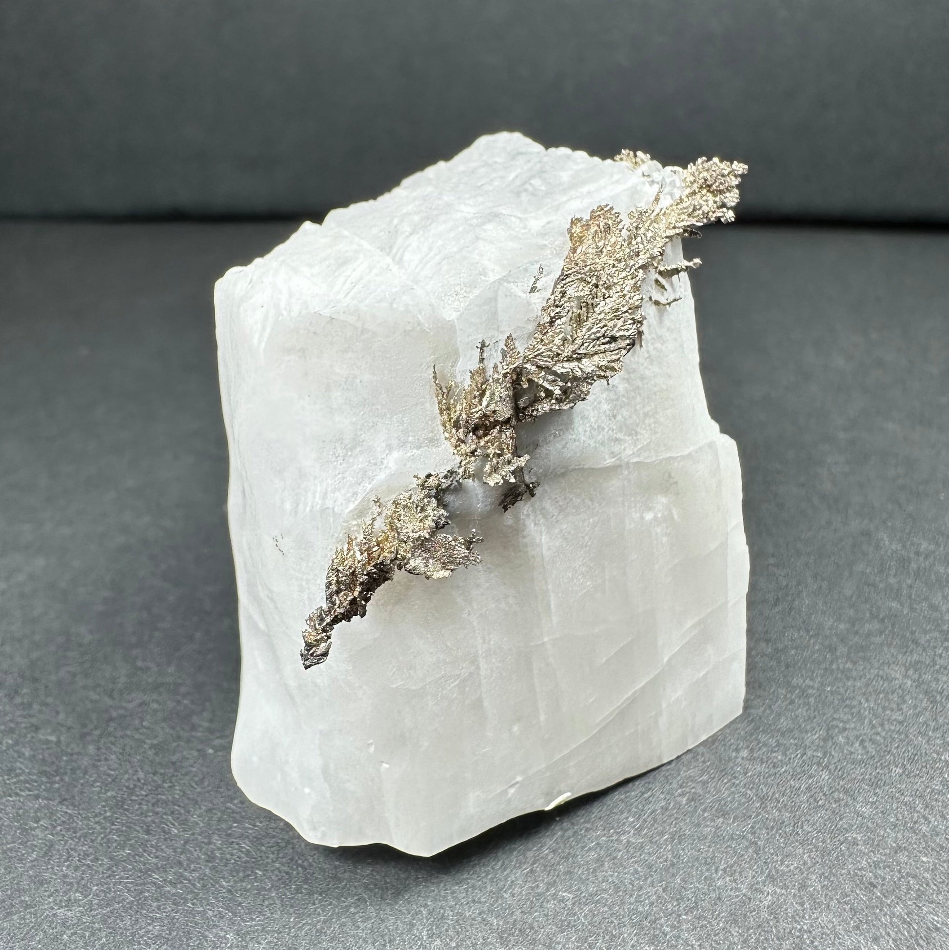 Native Dendritic Silver on Calcite from Morocco – Minerals
