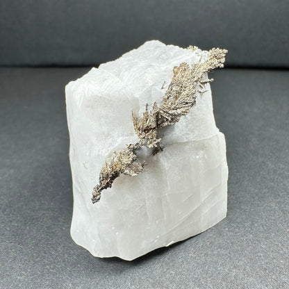 Native Dendritic Silver on Calcite from Morocco – Minerals