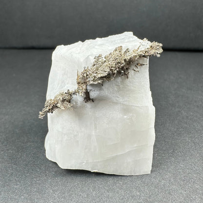 Native Dendritic Silver on Calcite from Morocco – Minerals