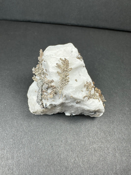 Native Dendritic Silver on Calcite from Morocco – Minerals