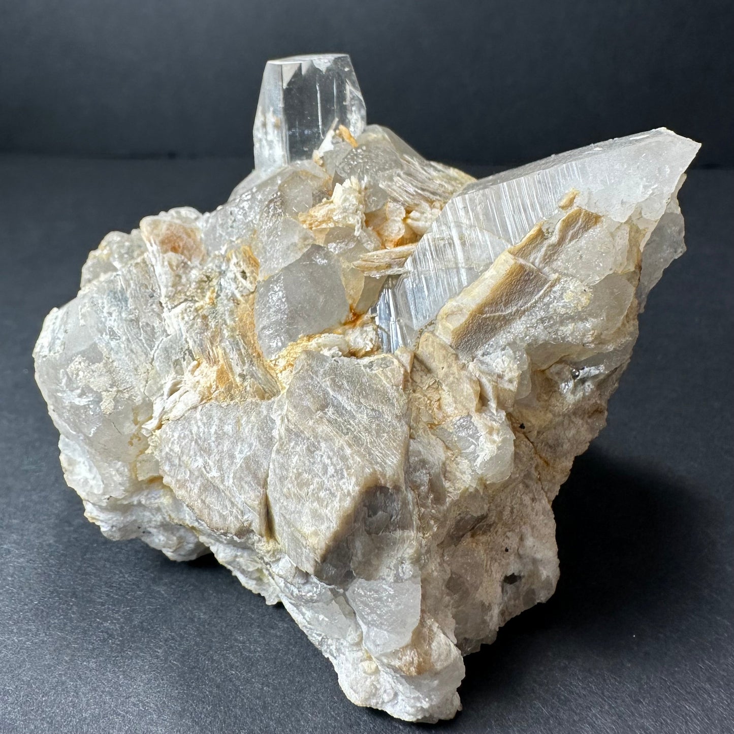 Topaz with Quartz and Muscovite on Feldspar from Skardu, Pakistan