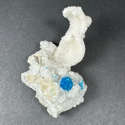 Cavansite Ball 'Floater' on White Stilbite (LG) from Pune, India – Minerals