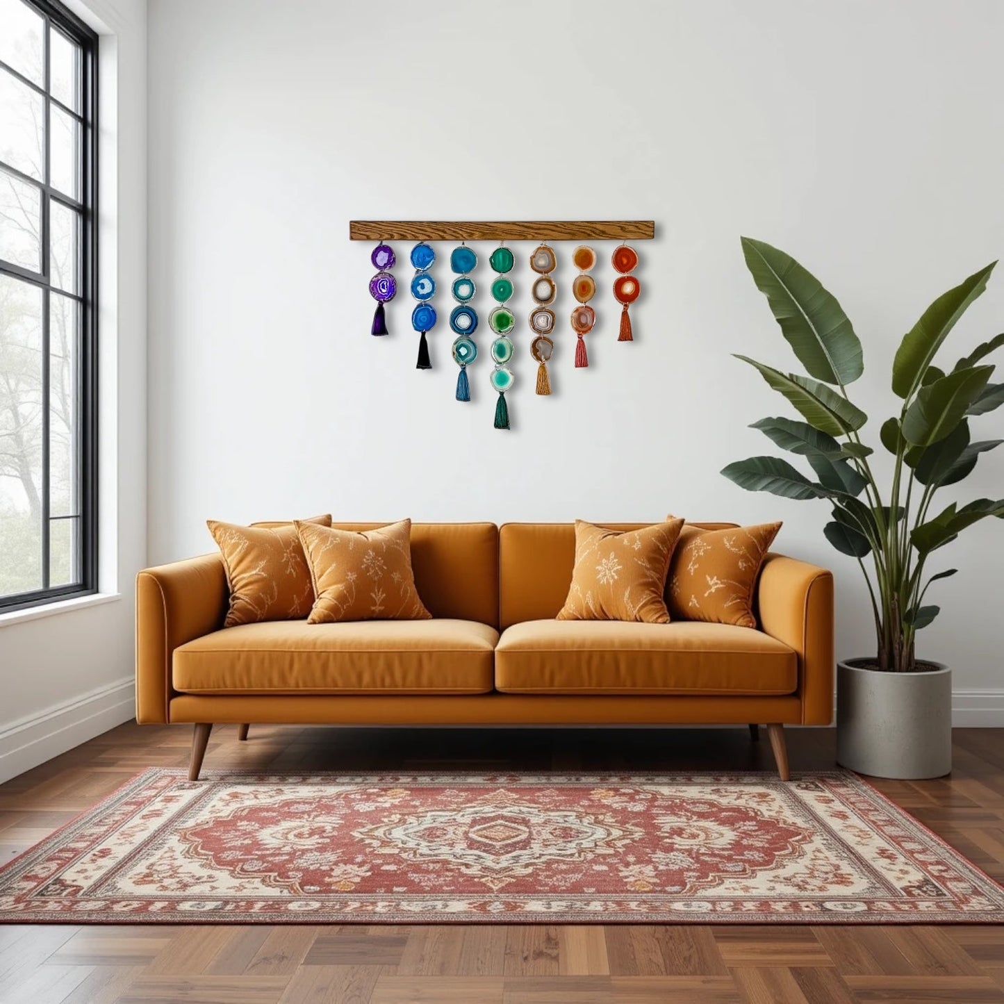 36-Inch Chakra Uma Agate Wall Hanging