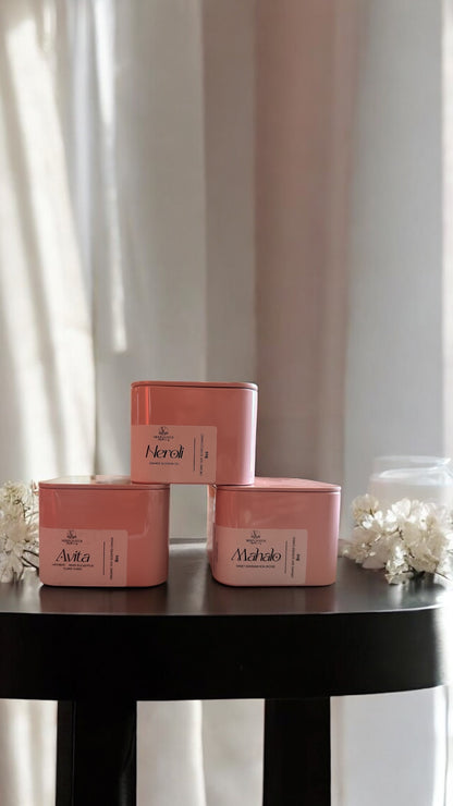 8oz Pink Tin Candles - 3 scents! -- by Moon Water Apothecary –