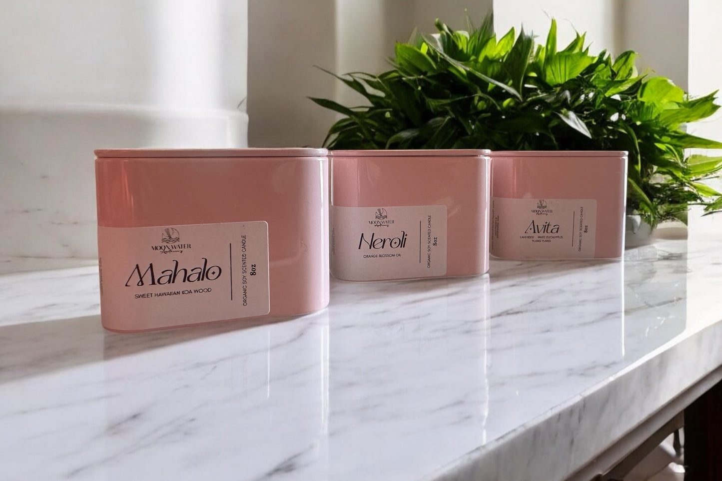 8oz Pink Tin Candles - 3 scents! -- by Moon Water Apothecary –