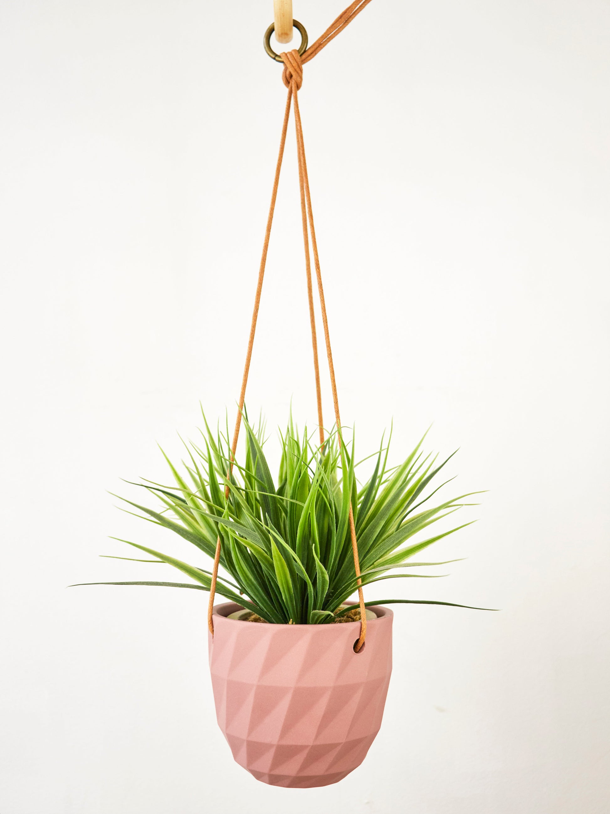 geometric hanging plant holder Virago Modern Hanging Planter- Grid White