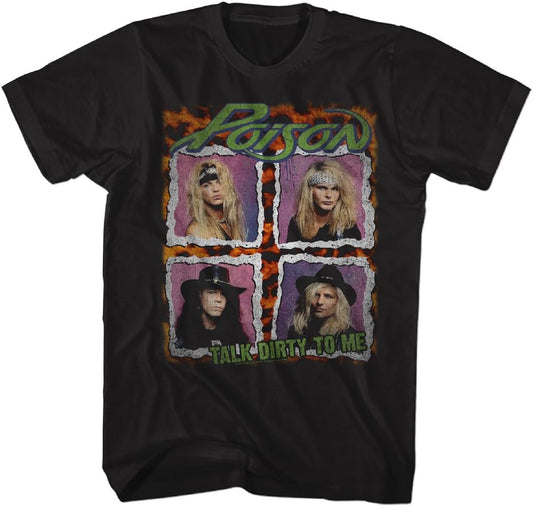 Poison Band - Brett Michaels 80s Band Mens T-shirt – Squares Clothing, Shoes & Accessories > Men > Men's Clothing > Shirts > T-Shirts