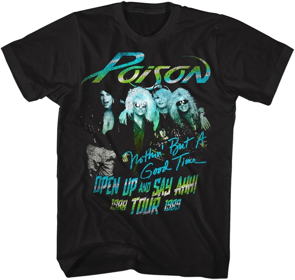 Poison Band - Brett Michaels 80s Band Mens T-shirt – Photo Clothing, Shoes & Accessories > Men > Men's Clothing > Shirts > T-Shirts