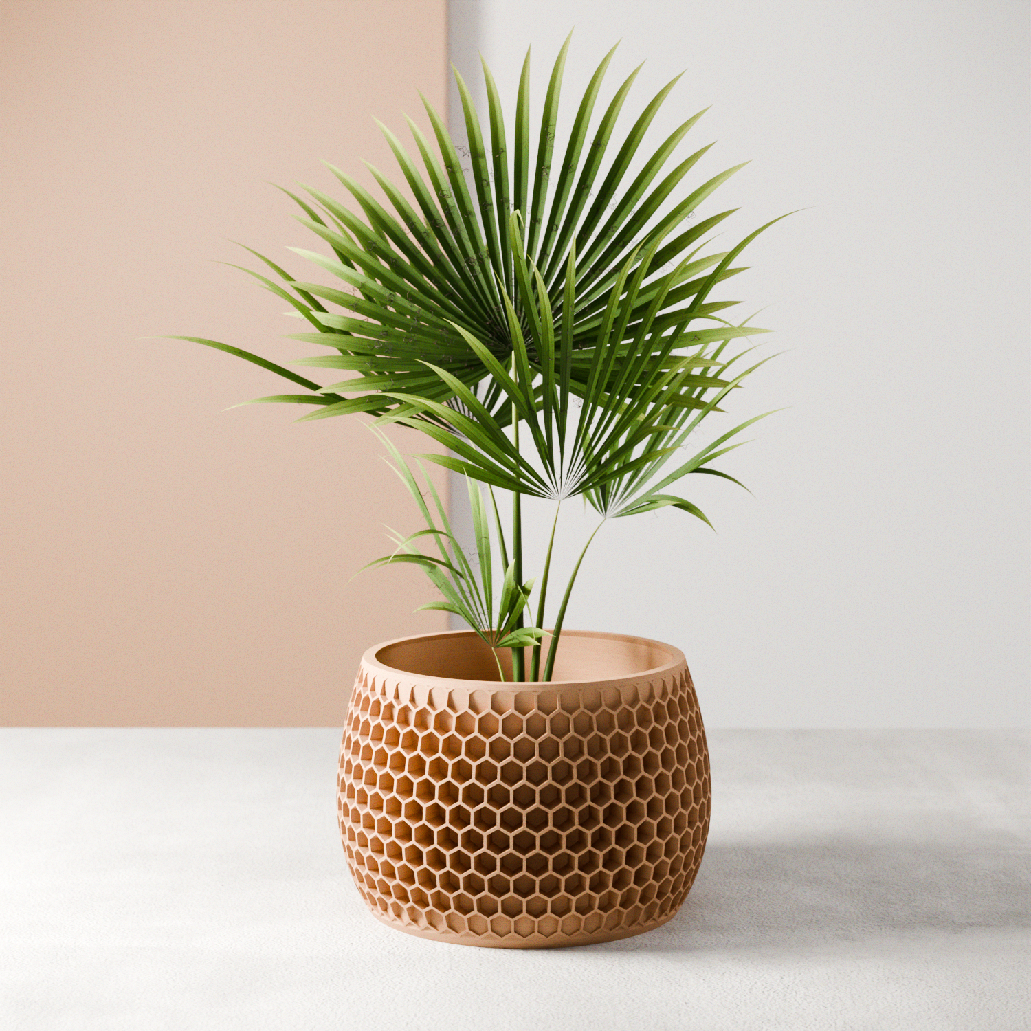 Honeycomb Planter – Natural Wood Planter