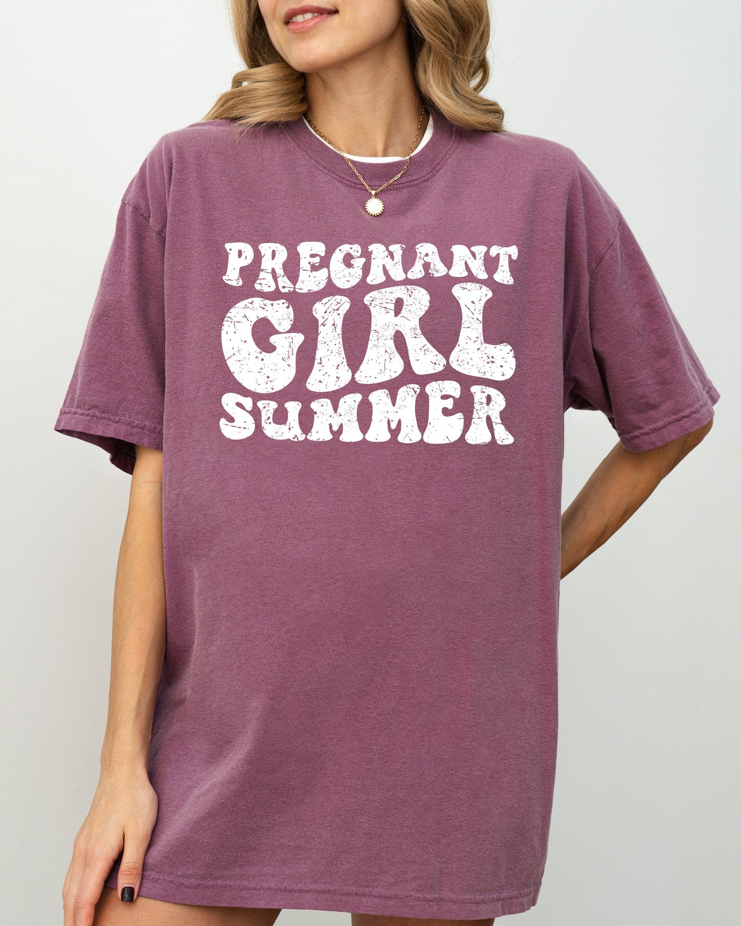 Pregnant Girl Summer, Mom to Be Shirt, Baby Announcement, Pregnancy Reveal, Baby Shower Gift, Funny Gift for New Mom Shirt Comfort Colors T-Shirt – Berry T-Shirt