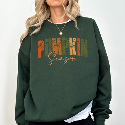 Pumpkin Queen Autumn Harvest Vintage Varsity Lettering Cozy Fleece For Day To Night Fall Wear Sweatshirt