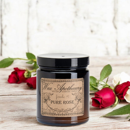 6 oz Botanical Candle in Amber Glass Jar - Pure Rose – Candle