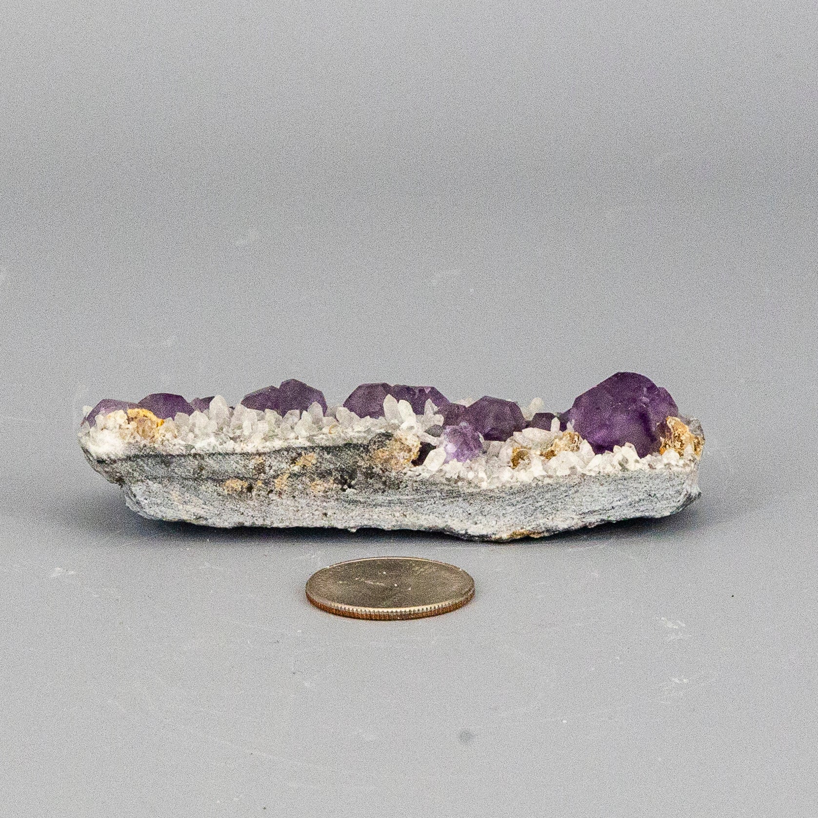 Purple Fluorite Cubes on Calcite "Nubbies" – Clusters