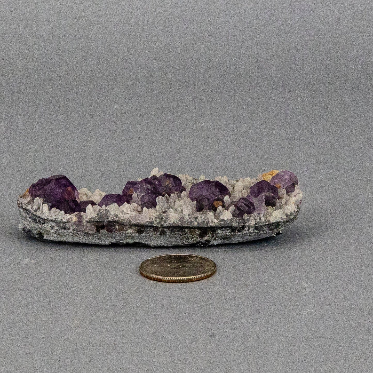 Purple Fluorite Cubes on Calcite "Nubbies" – Clusters