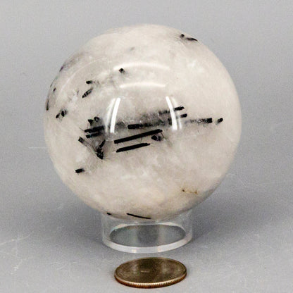 Quartz w/t Black Tourmaline Inclusions 68MM – Spheres