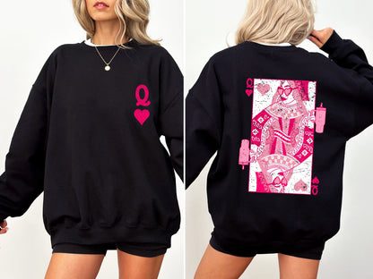 Queen of Hearts, Cards, Games, Valentine's Day Sweatshirt
