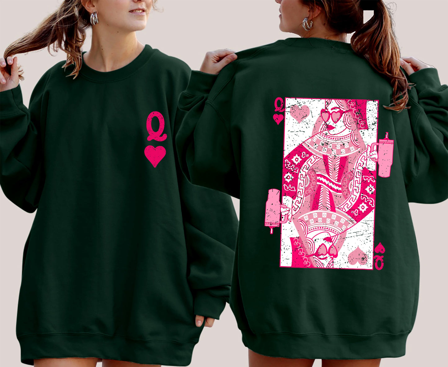 Queen of Hearts, Cards, Games, Valentine's Day Sweatshirt