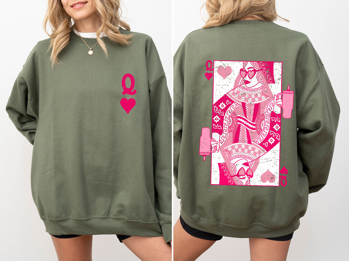 Queen of Hearts, Cards, Games, Valentine's Day Sweatshirt