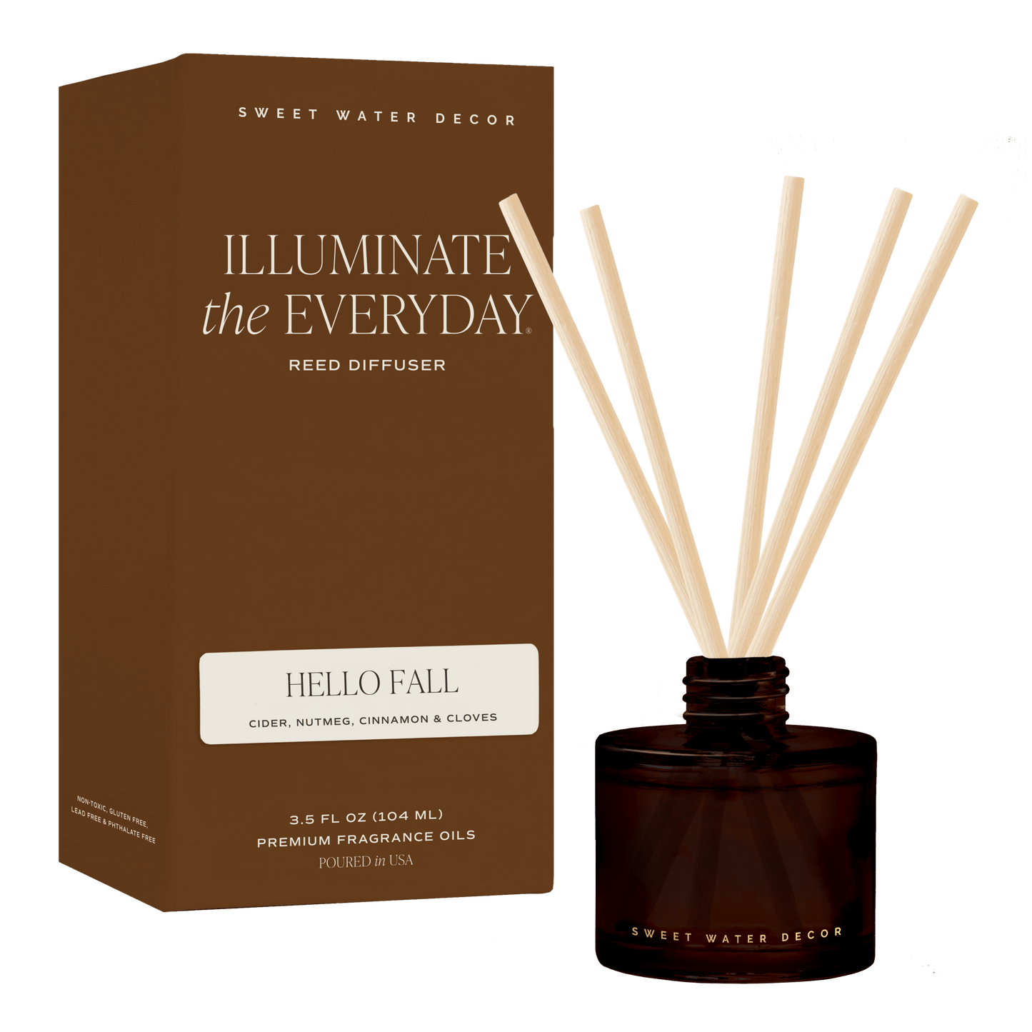 Hello Fall Amber Tinted Glass Jar Reed Diffuser