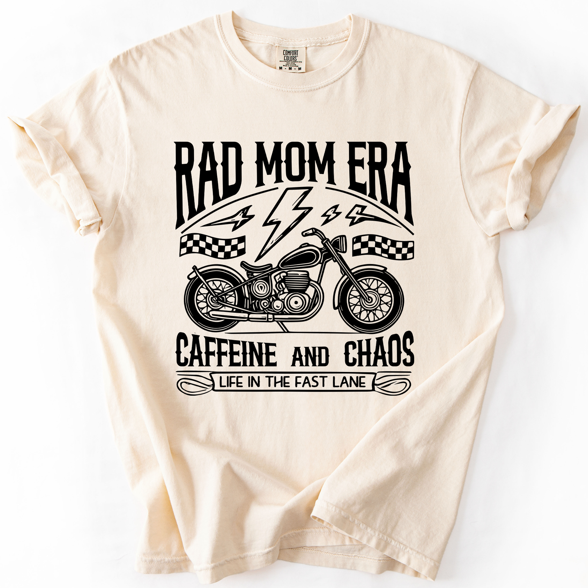 Rad Mom Era, Caffeine and Chaos, Sassy, Mama, Mother, Comfort Colors T-Shirt – Ivory Cream T-Shirt