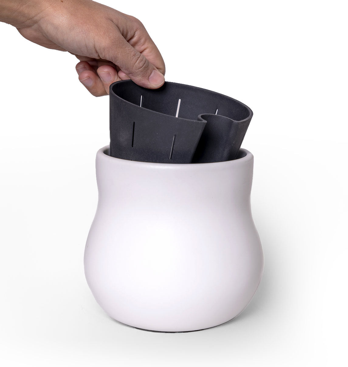 Ceramic Plant Pot with Removable Liner, Alabaster White
