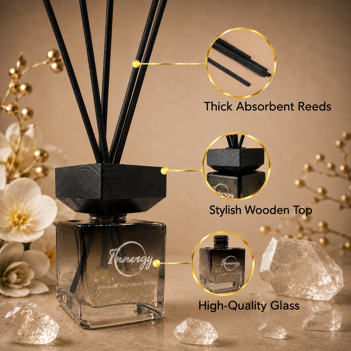 Christmas Morning Crystal-Infused Reed Diffuser, 100ml | Innergy – Reed Diffuser