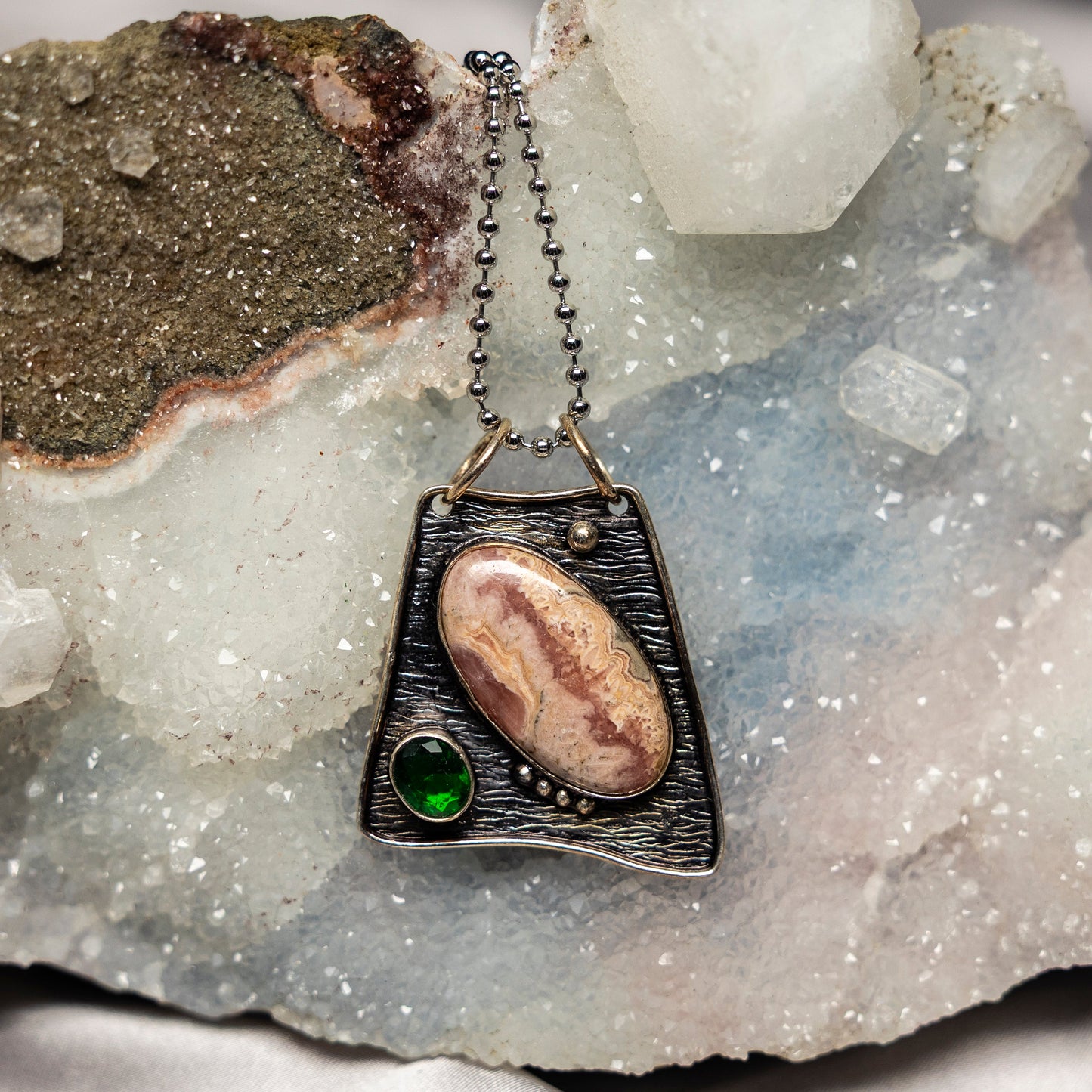 Rhodochrosite On 925 Silver Pendant – 925 Sterling Silver