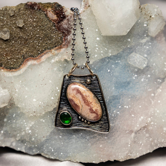 Rhodochrosite On 925 Silver Pendant