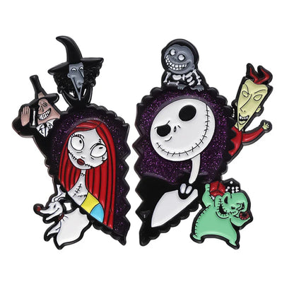 Nightmare Before Christmas Enamel Brooch Set - Halloween Pins, Lapel Badges, Fashion Accessories