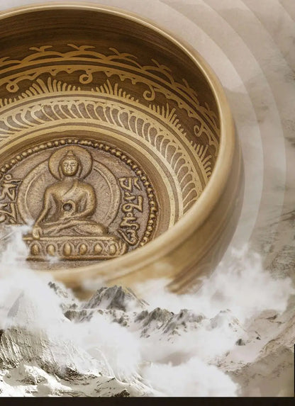 Nepal Handmade Singing Bowl Large Brass Tibetan Bowls Yoga Meditation Sound Healing Instrument Buddhist Sound Bowls Ornaments