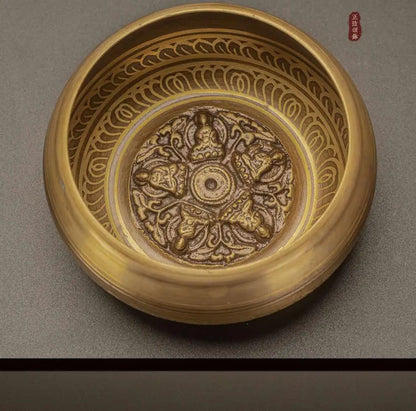 Nepal Handmade Singing Bowl Large Brass Tibetan Bowls Yoga Meditation Sound Healing Instrument Buddhist Sound Bowls Ornaments