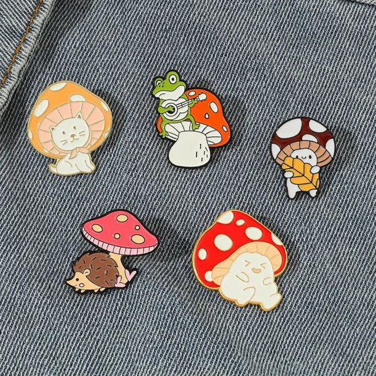Cartoon Animal Mushroom Pins