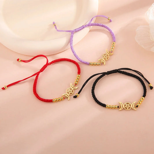 Triple Moon Pentacle Adjustable Bracelet
