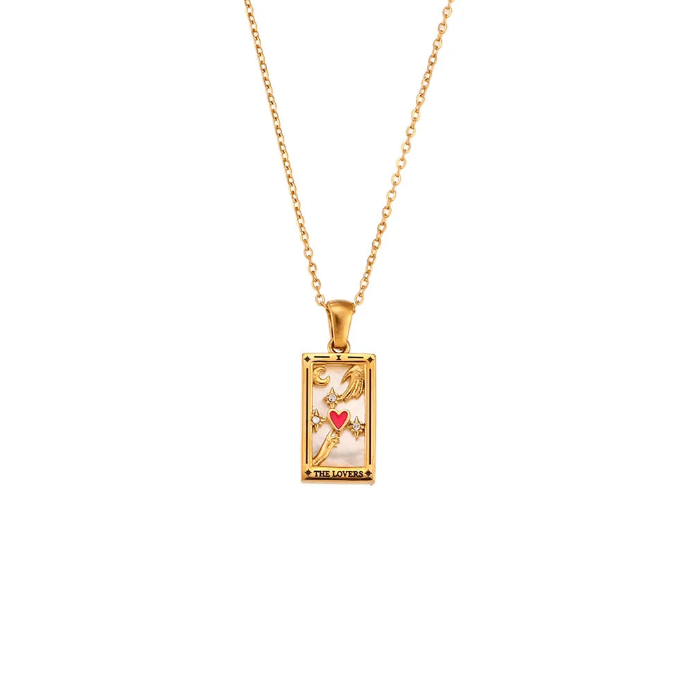 Gold Tarot Card Necklaces – The Lovers necklace
