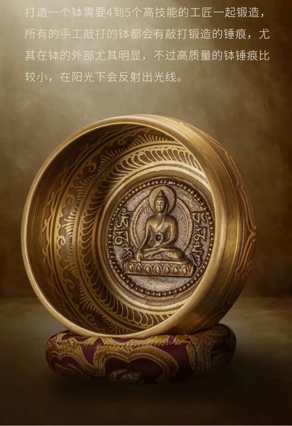 Nepal Handmade Singing Bowl Large Brass Tibetan Bowls Yoga Meditation Sound Healing Instrument Buddhist Sound Bowls Ornaments