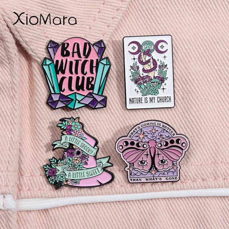 Cute Witchy Enamel Pin – Lunar Moon Phase Brooch