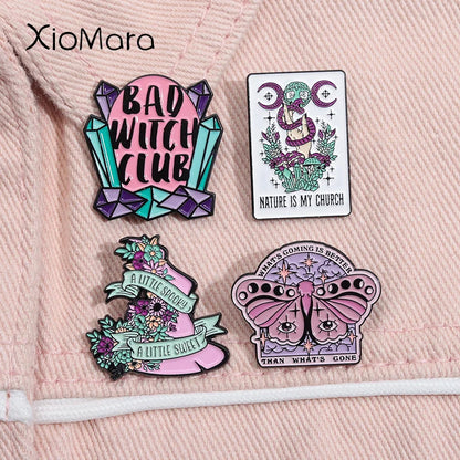 Cute Witchy Enamel Pin – Lunar Moon Phase Brooch