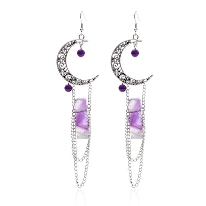 Amethyst Crescent Moon Earrings