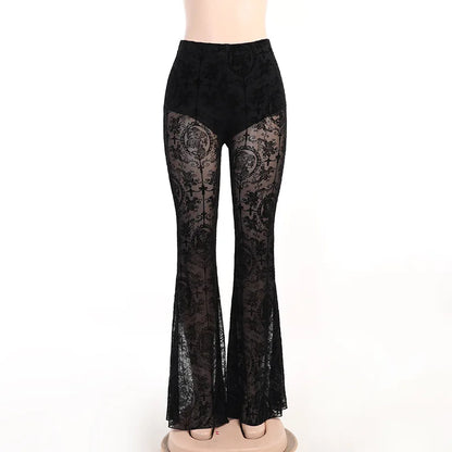 Lace High Waist Flare Pants