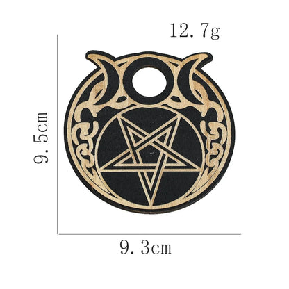 Triple Moon Pentacle Wood Crystal Ball Stand