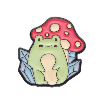Cute Frog & Mushroom Enamel Pins