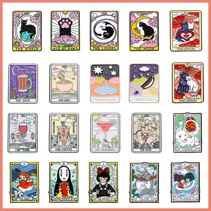 Lover Cat Tarot Enamel Pin Brooch Badge Jewelry Gift