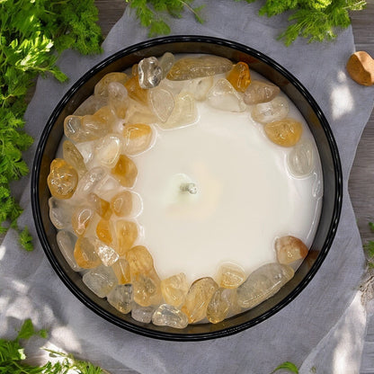 Herbal Tranquility Crystal Candle with Citrine | Coconut-Soy Wax Candle, 9oz – Crystal Candle