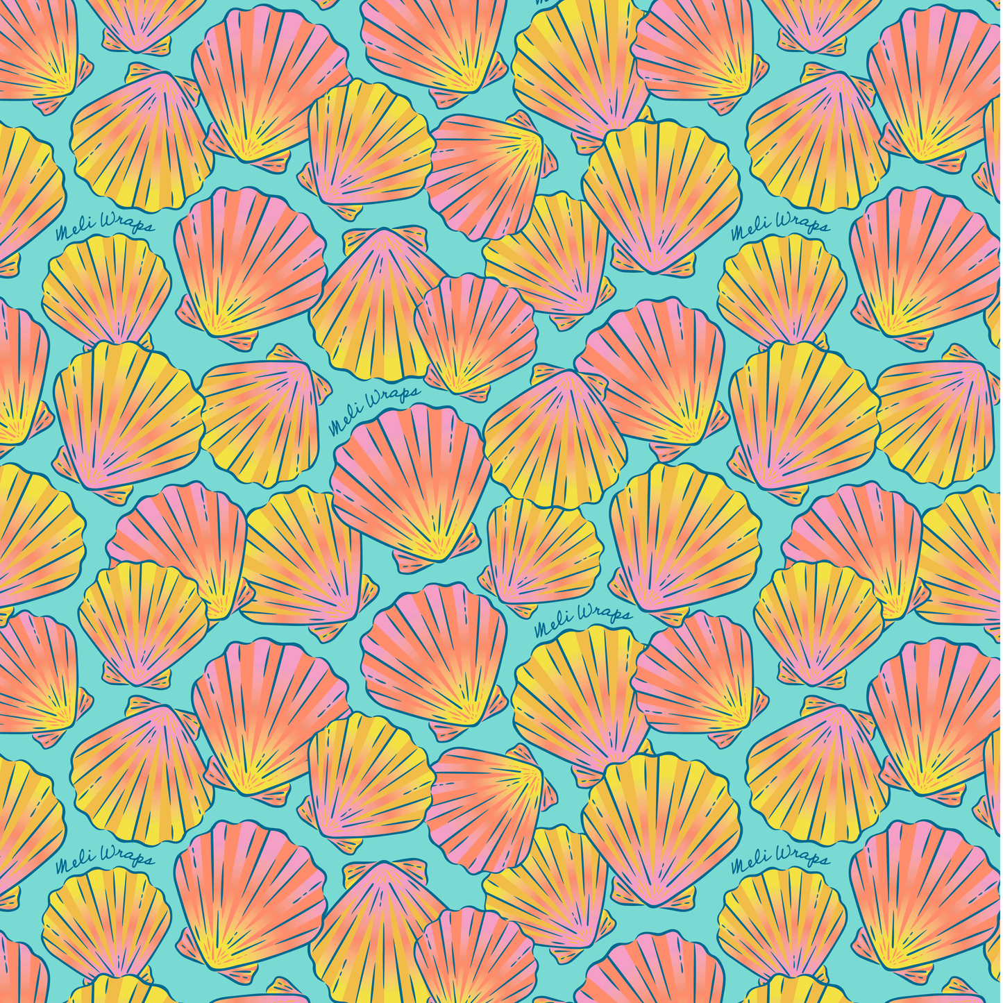 BULK ROLL Beeswax Wrap - Shells Print