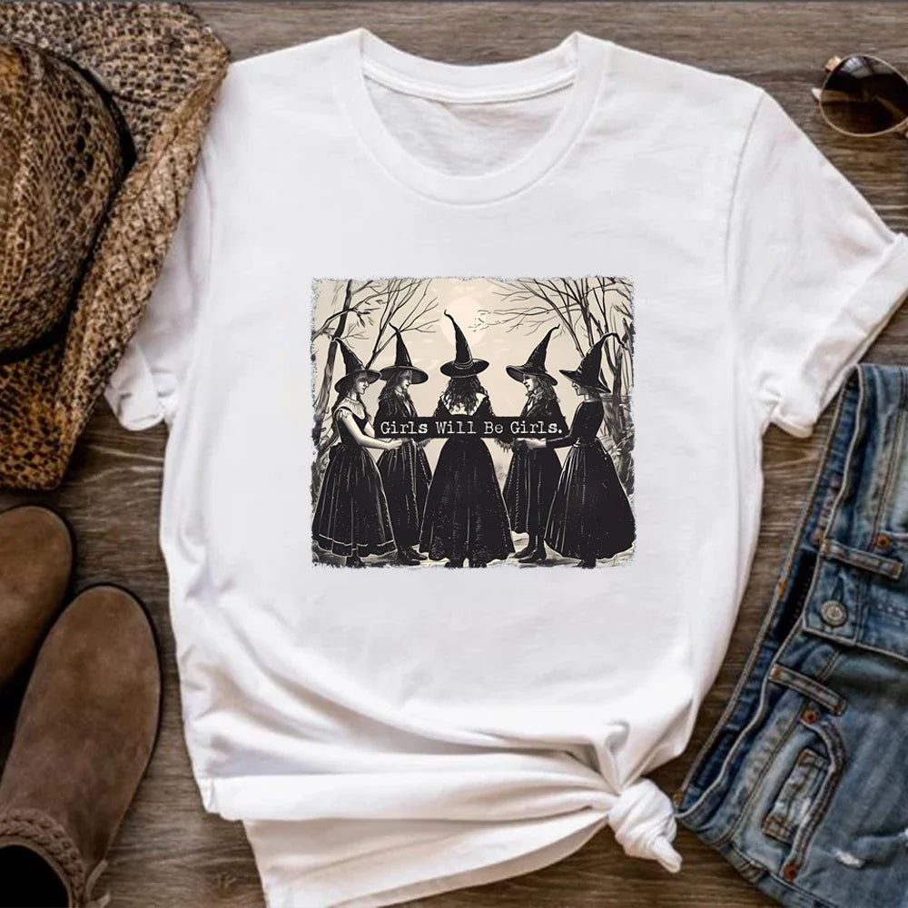 Girls Will Be Girls Witch T-Shirt – White T-Shirt